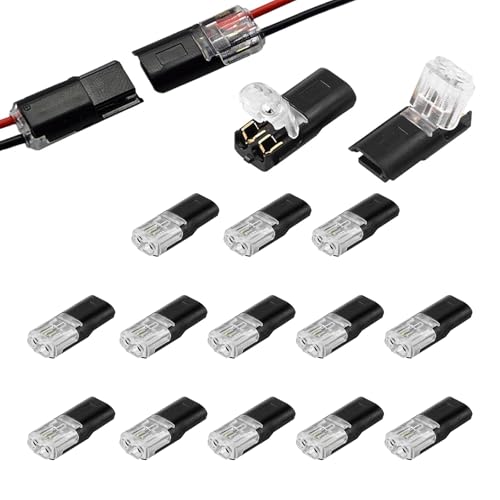 PAVIKE 配線コネクター15個セット 2針低圧汎用コネクタ18-22AWG対応 プラグ式クイックコネクター 接続端子 差し込み型電線コネクタ