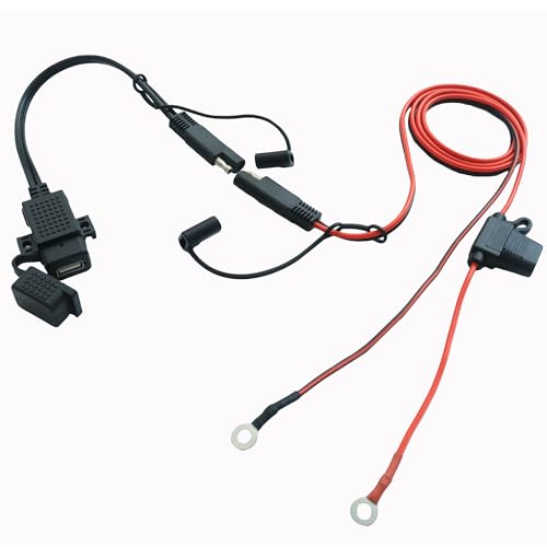 RXCARGO バイク用シガーソケット バイク USB電源 電源ソケット シガソケット SAE SAE充電ケーブル DC12V-24V 5V 2