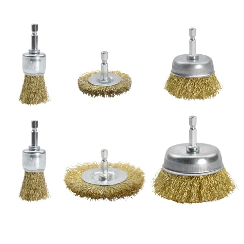 Charmoon ワイヤーブラシ 六角軸 6個セット 錆落とし 塗装剥がし ドリル インパクトドライバー 25mm 50..
