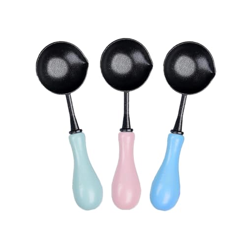 KDSSYFT 3個入り シーリングワックス スプーン 木製ハンドル付き 単り口 シーリングワックス溶解ツール..