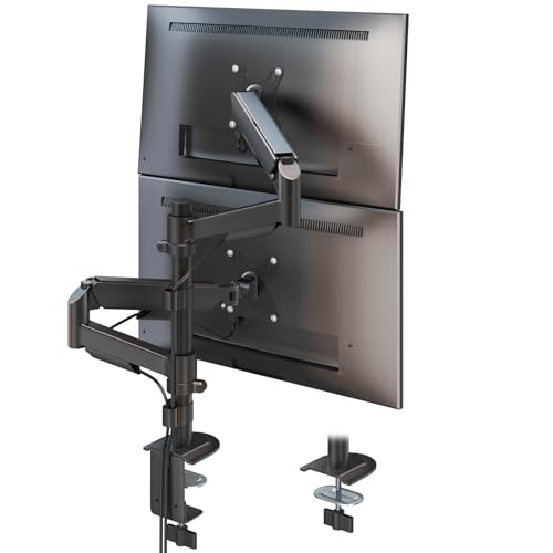 ACCURTEK デュアルモニターアーム 2画面 17-32インチ対応 VESA75x75/100x100 耐荷重2-9kg ポールマウント 縦