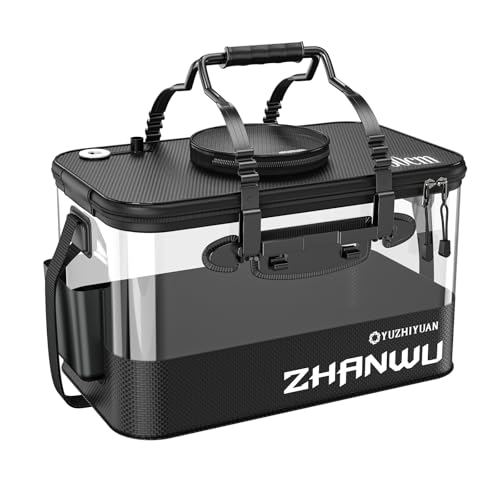 釣り バケツ折りたたみ式 50cm透明バケツ - 魚が一目瞭然 - 軽量で操作が簡単なフィッシングツール、ジ..