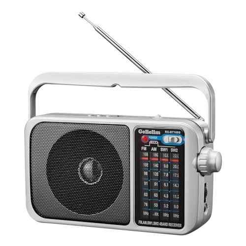 Gelielim ポータブルラジオ FM/AM/SW1-2/ ワイドFM対応 高感度 低音強調 大きめ選局表示 USB/SD/TFカード対応 M