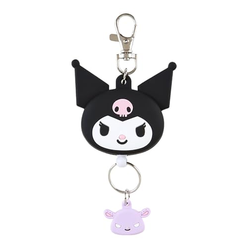 サンリオSANRIO フェイス形リールキーホルダー クロミ キーマスコット クロミちゃん kuromi 13.5×6.1×1..