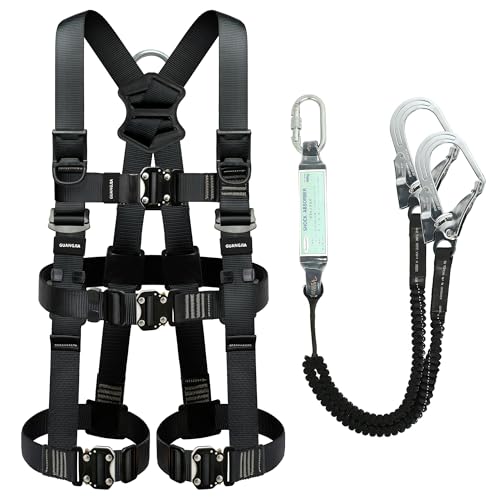 GUANGJIA フルハーネス安全帯 セット - 新規格フルハーネスワンタッチ バックル 脱着簡単 ハーネス安全..