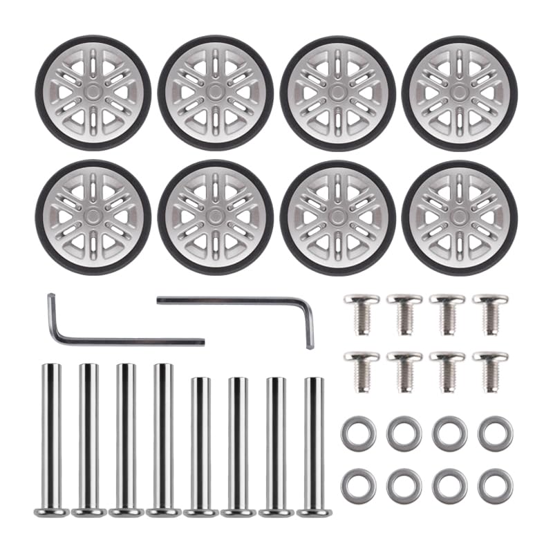 スーツケース キャスター 交換用タイヤ 直径50mm 幅10mm 黒 静音 ホイール 8個セット 螺子付き 2サイズ対応 旅行かばん キャリーバ