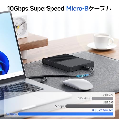 Cable Matters 10Gbps USB Type-C Micro-B 3.0�Ѵ������֥� - 0.3m��9�ԥ� �ޥ�����USB 3.0