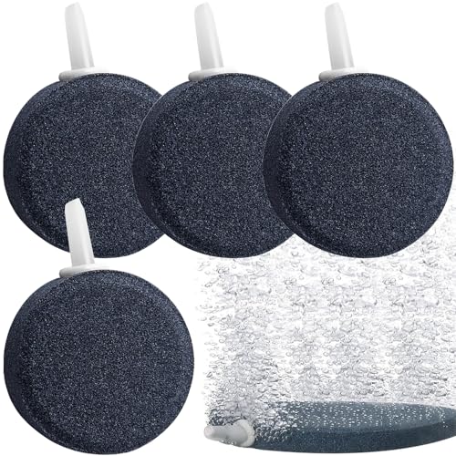 エアーストーン 丸形 4個セット 気泡ディフューザー 小型 空気石 直径4cm 厚1.5cm 気泡拡散器 細かい泡 エアレーション 再利用可能