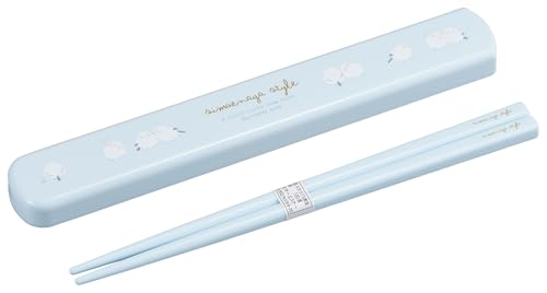 オーエスケー 引フタ箸箱セット（19.5cm） シマエナガ HS-16 ライトブルー