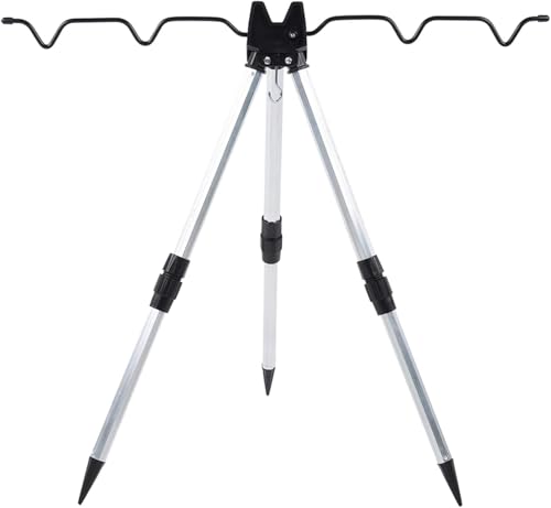 Lakymisy 竿掛け ロッドホルダー 三脚スタンド 折りたたみ 釣り竿 スタンド 三脚 釣り竿立て フック付き 竿受け 竿置き 安定保持 高