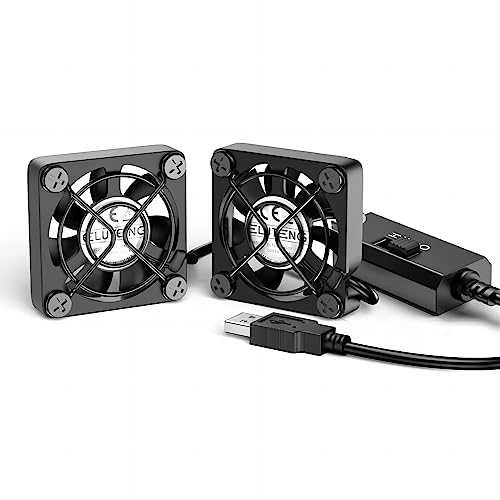 ELUTENG 小型ファン4cm 2連 USBファン 3段階風量調節 USB扇風機 2台1組 薄型 パソコン 電子デバイスの冷却 送風機 小型送
