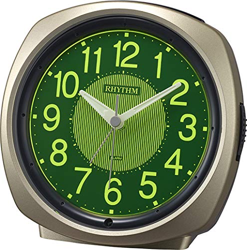 リズムRHYTHM 目覚まし時計 電子音アラーム 連続秒針 暗所 自動 点灯 ライト ゴールド 13x12.8x7.3cm 8RE673SR18