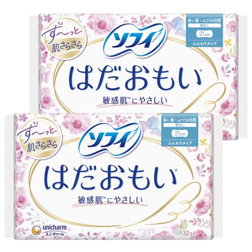 ソフィ Sofy まとめ買い はだおもい 多い昼用 羽なし 21cm 32コ入×2個パックunicharm Sofy