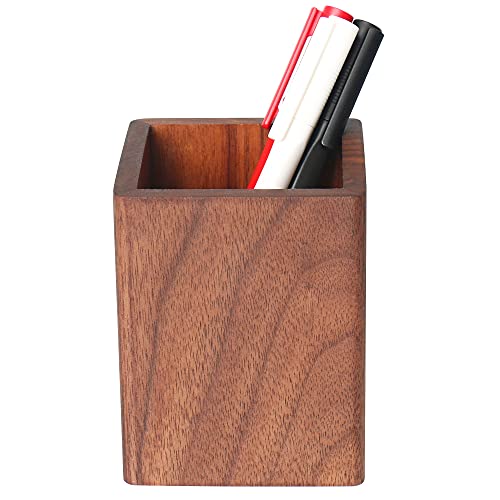 ペンスタンド 木製 ペン立て シンプル ぺんたて 天然木 無垢 木目 デザイン 鉛筆立て 卓上収納（クルミ..