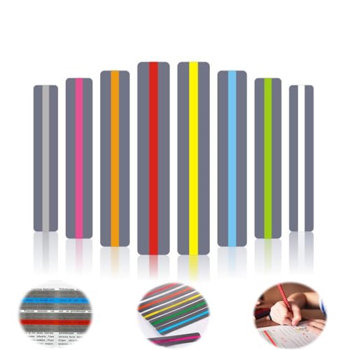 XIANFQNKJ 読書ガイド リーディングルーラー 学習障害 支援グッズ 読書補助 しおり 読書障害者 8色 8枚セット