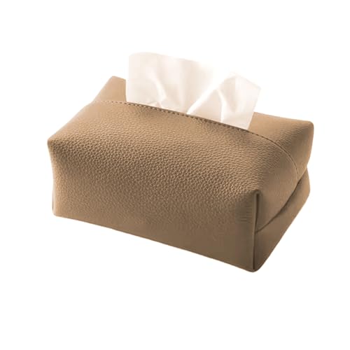 ZHENICH 真一 PUレザー製ティッシュケース オシャレソフト 北欧風デザイン 車用 リビングルーム カーキ色