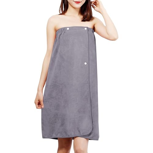 Kugooyi バスローブ タオルラップ マイクロファイバー製 レディース メンズ兼用 大判 80×135cm｜速乾 吸水 滑り落ち防止 スナッ