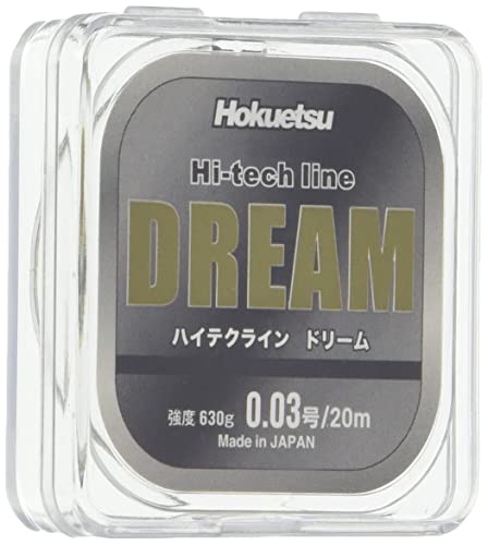 ブラック/0.03号/-・パッケージ個数:1・規格:0.03号・直線強度:630g・カラー:ブラック・長さ:20m・比重1.45高強度ハイテクラインDREAMは、分子間の結びつきが非常に強い液晶ポリマーを原料とし優れた高強度高弾性率と耐摩耗性を持つ原糸をサイズ別に厳選し、弊社独自の特殊コーティングを施し耐摩耗性と耐久性を高次元で実現しかつ高強度・扱い易さを両立させています。 目印の移動もスムーズで水切れも抜群。 比重を1.45に設定し、泳がせ釣りから引き釣りまで自由自在。 号数別にカラーリングすることで一目瞭然、現場でのサイズ合わせも簡単です。 結節は編み込み、もしくは弊社のメタチューブをご使用下さい。 表面に毛羽立ち、色落ちが見られますと交換時期になります。