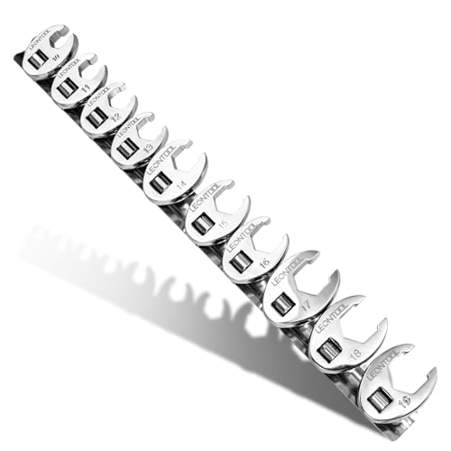 Rakuten - LEONTOOL クローフットレンチセット 10点組 フレアナットレンチ メトリック 10~19mm 差込角9.5mm（3/8インチ） Cr-V