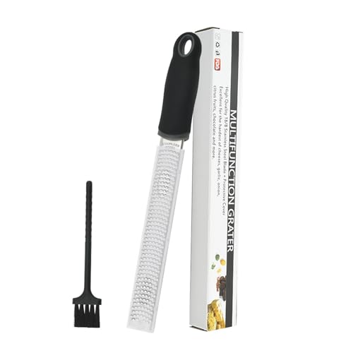 OptiPro おろしき器 チーズ削り 千切り器 にんにく だいこんお 生姜おろし器 保護カバー クリーニングブラシ付き ブラック(3.0)