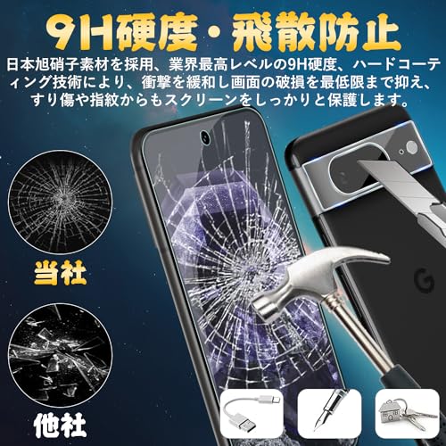 対応 Google Pixel 8 ガラスフィルム（2枚）＋ Google Pixel 8 カメラフィルム（2枚）旭硝子素材製 フィルム 硬度9 rinrindou-10098148 凛々堂 楽天市場店 サンプル画像3