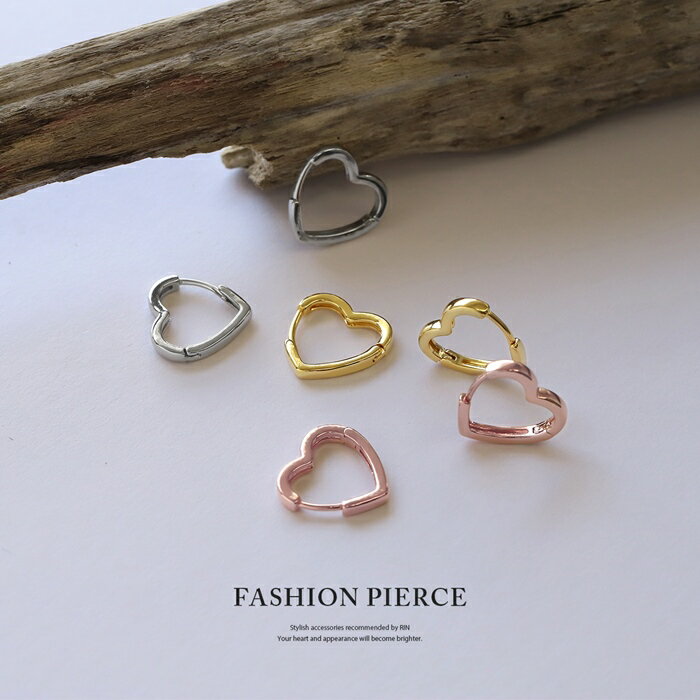 ピアス ハート 18k 18金 金属アレルギー フープ キャッチレス ニッケルフリー 18k...