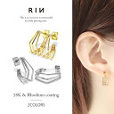 ピアス 18k 18金 金属アレルギー フープ 五角形 角 ニッケルフリー 18kコーティング レディース セカンドピアス 角フープ シンプル シルバー ゴール...
