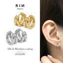 ピアス 金属アレルギー フープピアス ダブルフープピアス リングピアス 18k 18金 レディース シンプル シルバー ゴールド キャッチレス ダブルリング つ...