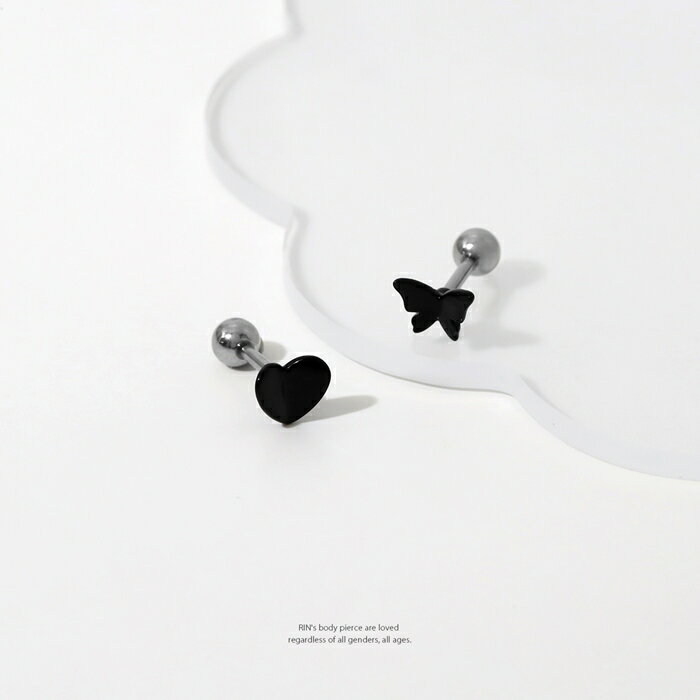【今だけ★297円】ボディピアス 軟骨ピアス 16G 蝶 ハート サージカルステンレス シルバー ブラック トラガス ヘリックス アウターコンク インナーコンク セカンドピアス シンプル 可愛い レディース メンズ おしゃれ 大人 普段使い カジュアル 軟骨用 ネジ式 片耳用