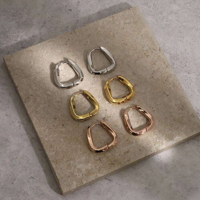 ピアス フープピアス 金属アレルギー アレルギー対応 サージカルステンレス ツイスト レディース セカンドピアス 大ぶり 大きめ シルバー ゴールド ピンクゴールド おしゃれ シンプル 可愛い お風呂ok 大人 プレゼント セット 【両耳用・2個売り】