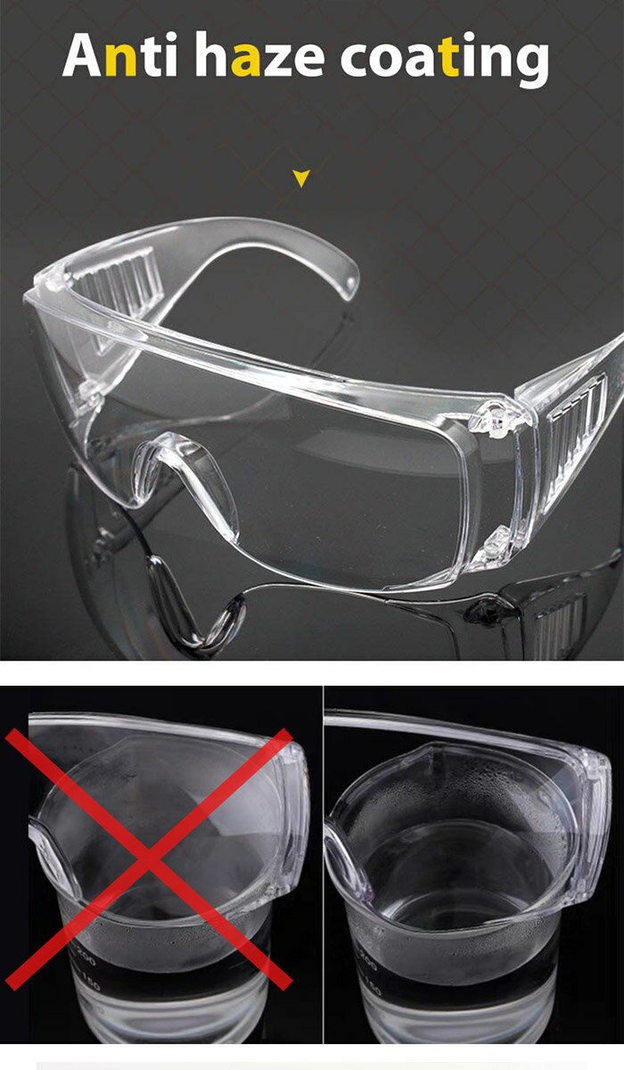 5個セット ウイルス対策 ゴーグル マスク対応 近視めがね対応 保護メガネ くもりにくい 花粉 飛沫防止 男女兼用 防塵 安全 軽量 クリア 細菌 作業 実験 眼鏡 女性 オーバーグラス