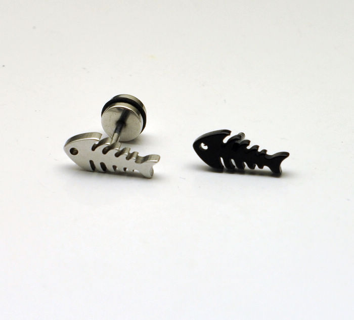 【送料無料】2個 ステンレス メンズ ピアス ☆魚の骨☆ ネッジ レディース ピアス ユニセックス シンプル 売れています 人気 オシャレ