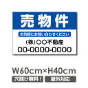 【スーパーDEAL最大50倍還元】【名入れ対応】プレート看板「売物件」看板 W60cm×H40cm 売地 売り物件 看板 おしゃれ シンプル 作成 売地 売宅地...