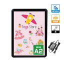 \クーポン配布中♪/A2 看板 ブラック 店舗用 看板 屋外対応 壁付グリップ式 LED パネル ポスターフレーム 屋外使用 W465mm×H640mm q-00405