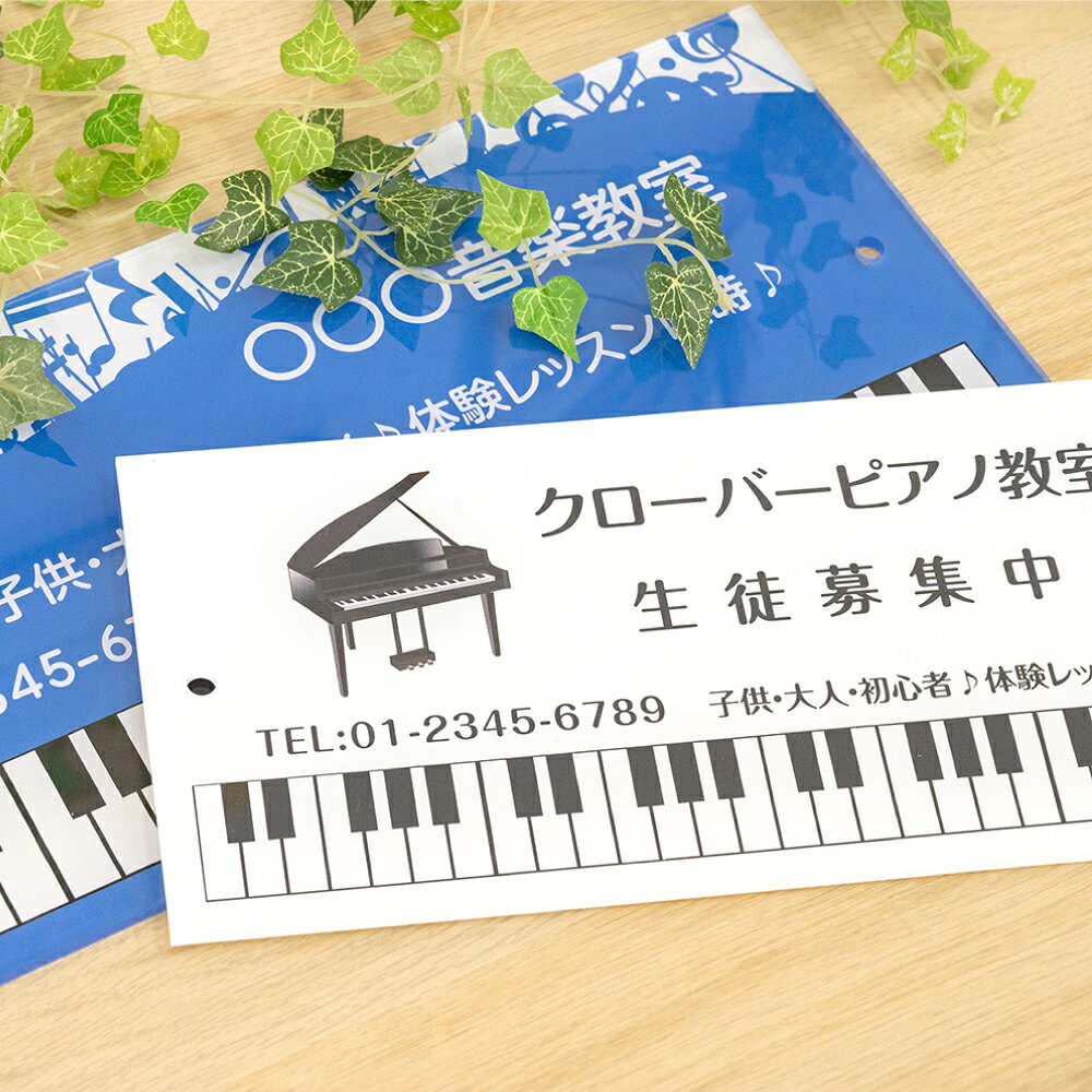 乐天商城 - ＼【データ入稿無料＆印刷込み】ピアノ 教室 看板 ピアノ教室 化粧ビス付き アクリル製 習い事看板 ピアノ Piano サイズ選べる【横330×縦150mm、横450×縦200mm】ピアノ看板 音楽 pia-102
