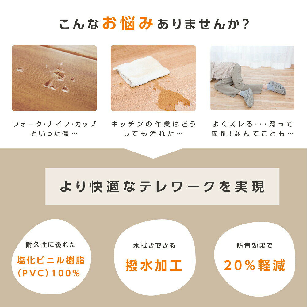 ＼拭けるキッチンマット クリア 撥水 45cm×240cm デスクマット 透明 防水 床暖房対...
