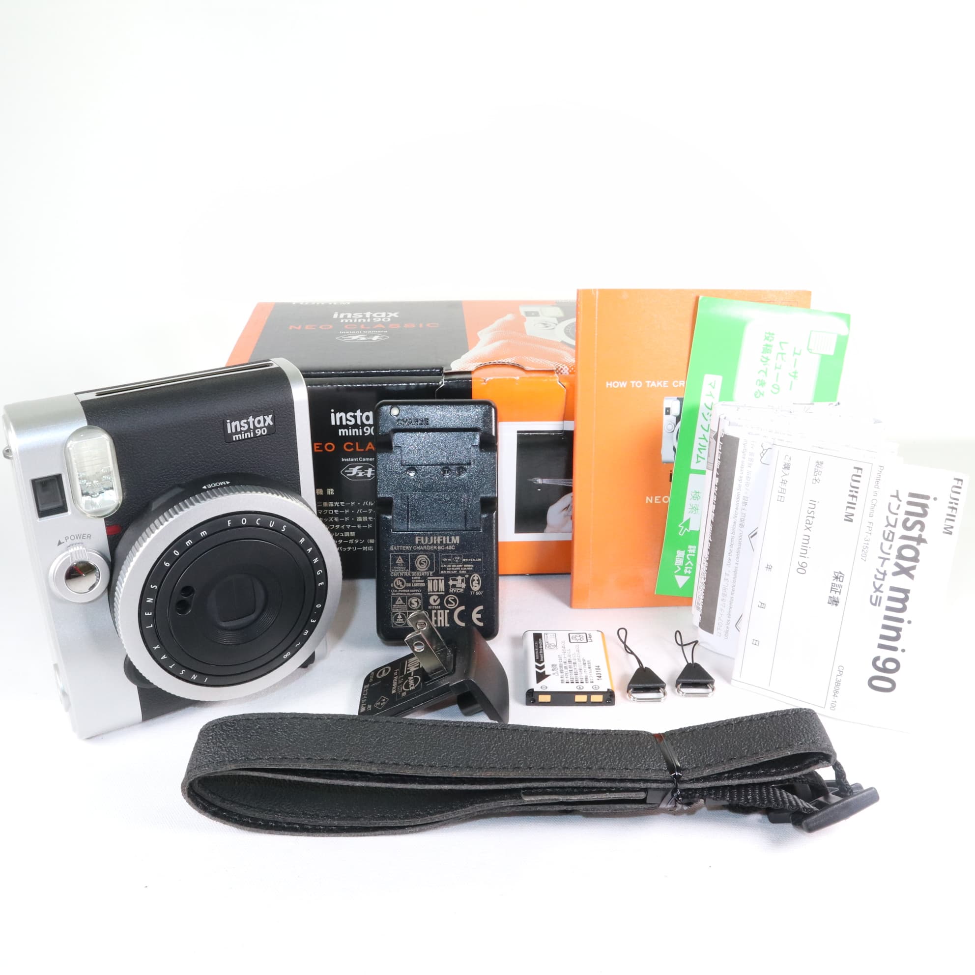 【中古】 美品 FUJIFILM INSTAX mini 90 NEO CLASSIC ネオクラシック ブラック フジフイルム インスタントカメラ チェキ k2155