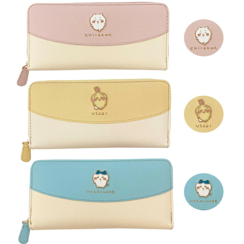 ちいかわ バッジラウンド 長財布 財布 グッズ ハチワレ うさぎ レディース バッジ付き カード入れ かわいい おしゃれ キャラクター 推し活 #30304のサムネイル