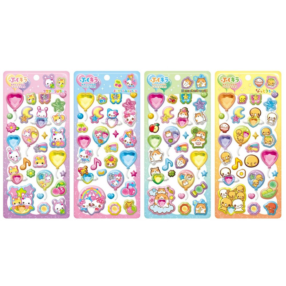 ぷくキラバルーンステッカー シール ステッカー キャラクター かわいい フワフワらびちゃん まじかるみゅーちゃ はむちゃんずわーるど なっとうちゃん...