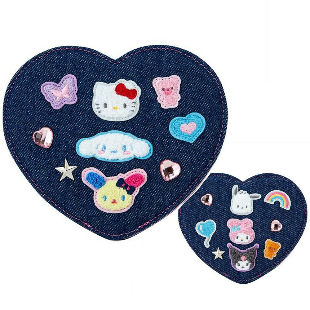 【決算セール!50人に1人全額還元】 サンリオ 折りたたみミラー デニムワッペン ミラー 鏡 折りたたみ 卓上 スタンドミラー Y2K グッズ キャラクター サンリオキャラクターズ 可愛い