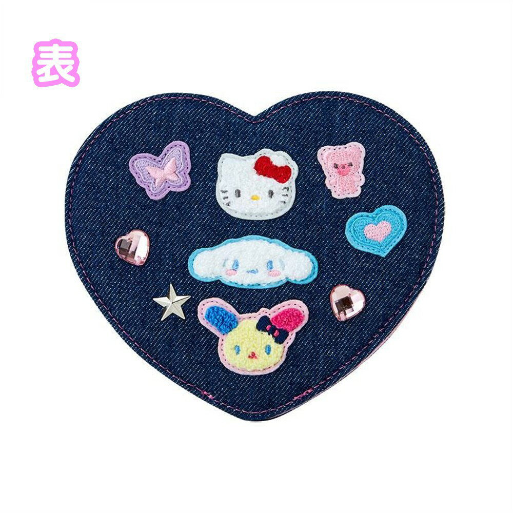 【決算セール!50人に1人全額還元】 サンリオ 折りたたみミラー デニムワッペン ミラー 鏡 折りたたみ 卓上 スタンドミラー Y2K グッズ キャラクター サンリオキャラクターズ 可愛い