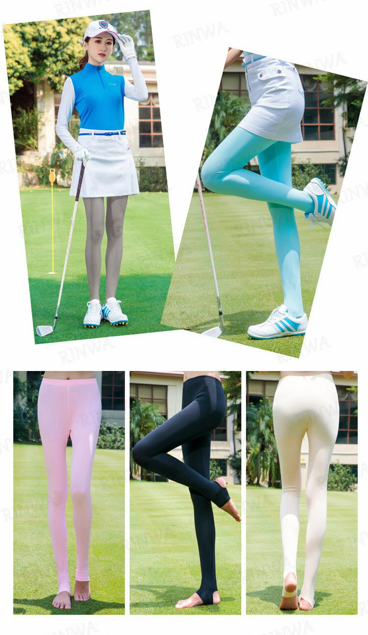 ゴルフ レディース レギンス ゴルフレギンス ゴルフパンツ UVカット ひんやり 冷感 女性 軽量 通気 レギンス トレンカ ストレッチ ボトムス ヨガ お出かけ 涼しい アイスシルクボトムス 美脚 夏用 紫外線対策 日焼け対策 接触冷感 ゴルフインナー サンパンツ 送料無料