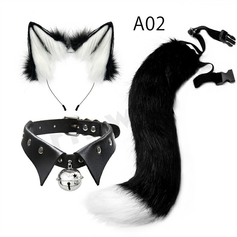 ハロウィン コスチューム コスプレ道具 【耳カチューシャ+首輪+尻尾】 キツネ コスプレ 3点セット 猫耳 獣耳 狐耳 チョーカー首輪 しっぽ ミミ パーティー アクセサリー Halloween クリスマス パーティー cosplay 動物 撮影衣装の商品画像 3