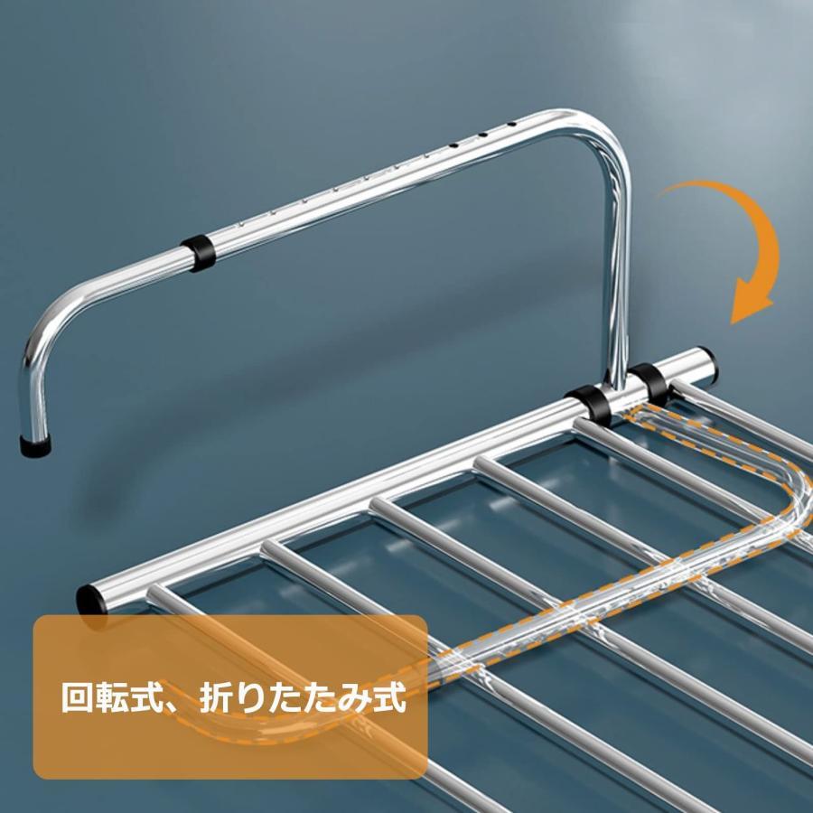 RINWAのバルコニー窓辺の物干し台、ステンレス製強化されたベランダ用物干し、伸縮 ベランダ 手すり、バルコニー乾燥靴台、バスタオルハンガー伸縮可能、掛けやすく、取｜アングル3