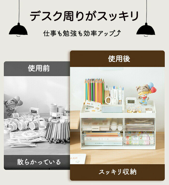 ペン立て 卓上収納ボックス 収納ケース デスク デスクオーガナイザー 文房具 収納 ペン スタンド ホルダー 引き出し 小物入れ オフィス 透明 鉛筆 立て 大容量 卓上 収納ボックス 卓上収納ボックス 卓上整理 子供部屋 デスク周り 便利 省スペース [3]