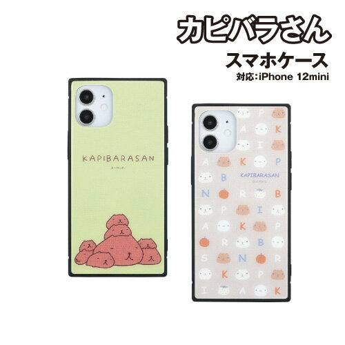 무료 배송 카피바라씨 iPhone12mini 대응 스퀘어 유리 케이스 KP-21 / 카피바라씨 총무늬