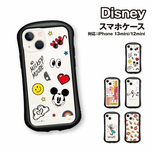 디즈니 캐릭터 iPhone13mini / 12mini 대응 하이브리드 클리어 케이스 DN-890 / 미키 마우스 미니 마우스 도널드 덕 구피 칩 & 데일