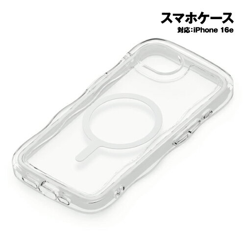 Rakuten - 送料無料 iPhone16e用 MagSafe対応 エアクッションケース ウェーブ PG-25KMA11CL / クリア 耐衝撃 ソフトケース