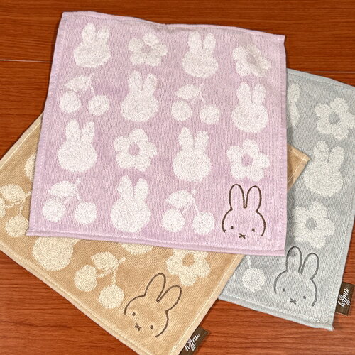 MIFFY/ミッフィー タオルハンカチ チェリーフルール 刺繍入り DBM-2578-80 / ピンク ベージュ グレー