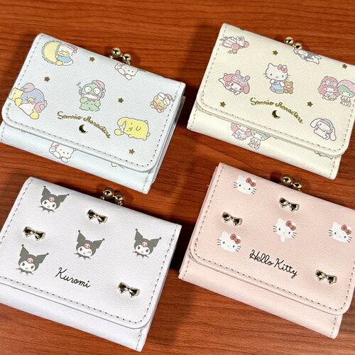 乐天商城 - 送料無料 サンリオキャラクターズ コンパクト財布 三つ折り がま口コインケース SRSJ-1030-33 /アイボリー ブルー クロミ ハローキティ
